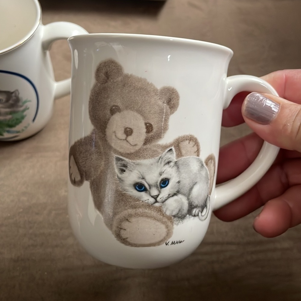 VTG Otagiri Bear Cat Ceramic Mug Set Made in Japan - Picture 4 of 6